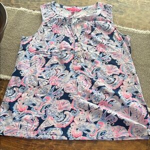 Lilly Pulitzer Pink and Blue Blouse Vibrant and Chic